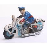 K Toys Japan Tinplate Police Motorcycle tin printed detail including policeman , working clockwork
