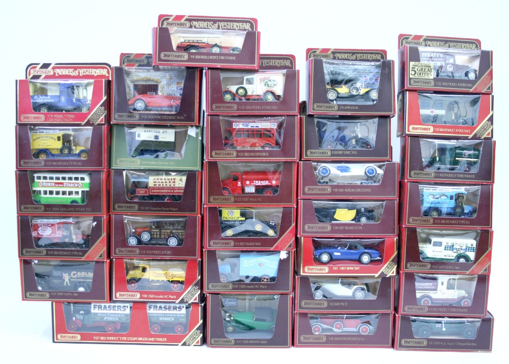 Matchbox Models Of Yesteryears, red boxes including:Y8 MG TC, Y12 GMC Van Baxters, Y16 Mercedes