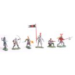 Britains Swoppet Foot Knights set of Six foot figures, 1470 with Lance ,1471 with sword,1472