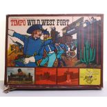 Timpo 259 Wild West Fort Set,1970 issue, large paper play-mat, large clip together fort, 3 x