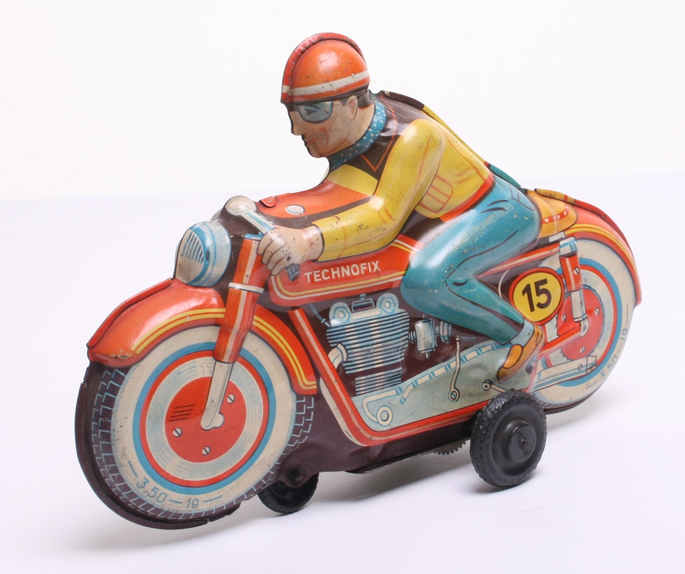 Technofix Tinplate Racing Motorcycle -(made in Western Germany) No.3,50-19, with tin printed