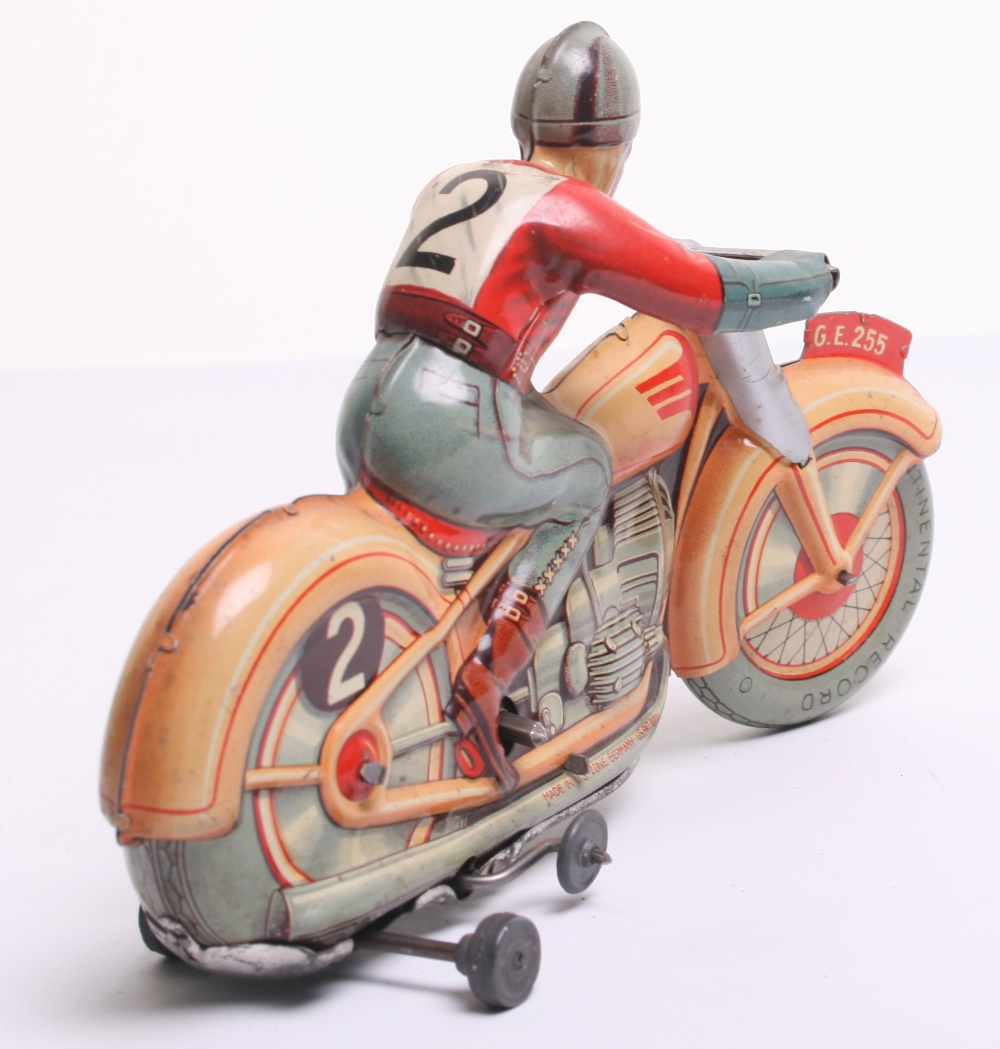 Technofix Tinplate Motorcycle -(US Zone, Germany) No.GE255, cream, with tin printed detail including - Image 3 of 4