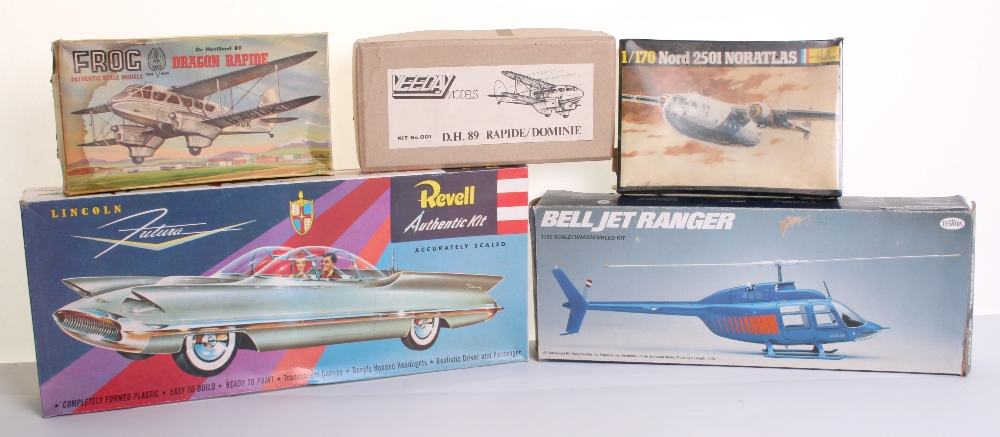 Five Model Kits, Revell Authentic Kit Lincoln Futura (basis of the original Batmobile) 1995 reissue,