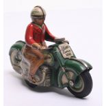 Schuco Curvo 1000 Tinplate Motorcycle -(US Zone, Germany) scarce green version, with tin printed