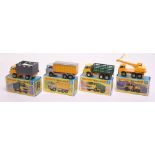 Four Matchbox Superfast Trucks, 4a Dodge Stake Truck ,yellow cab/chassis, dark green stake body,