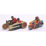SFA Paris Tinplate Military Motorcycle and Sidecar -tin printed detail including rider and