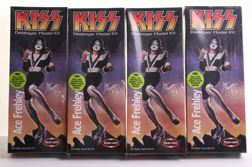 Polar Lights Kiss Destroyer Ace Frehley Model Kits x 4 in mint boxed condition, complete with