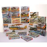 Twenty One Matchbox Plastic Aircraft Kits, 4 x PK1 Hawker Fury,PK-3 Boeing P-12E,PK-7 Westland