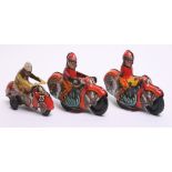 HK (Huki) Toys Germany Tinplate Racing Motorcycle (US Zone, Germany) tin printed detail including