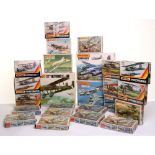 Twenty Four Matchbox Plastic Aircraft Kits,PK-2 Spitfire MK.IX,PK3 Boeing P-12E, PK-8 Gloster