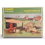 Timpo Farm Series 161 Tractor Shed Set, snap together parts to make one tractor shed with drover,