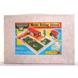 Britains Boxed 4714 Model Riding School, includes make up riding stable with hinged roof, stalls and