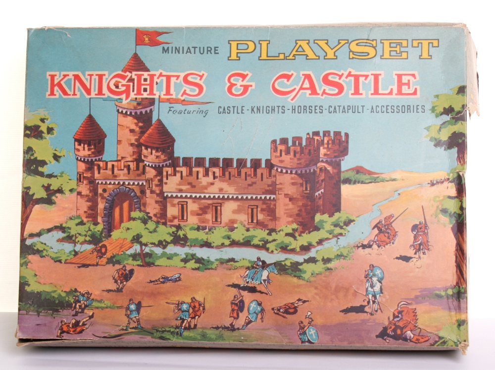 Lot no: 47 Louis Marx & Co Knights & Castle Miniature Play Set, including plastic castle, knights,