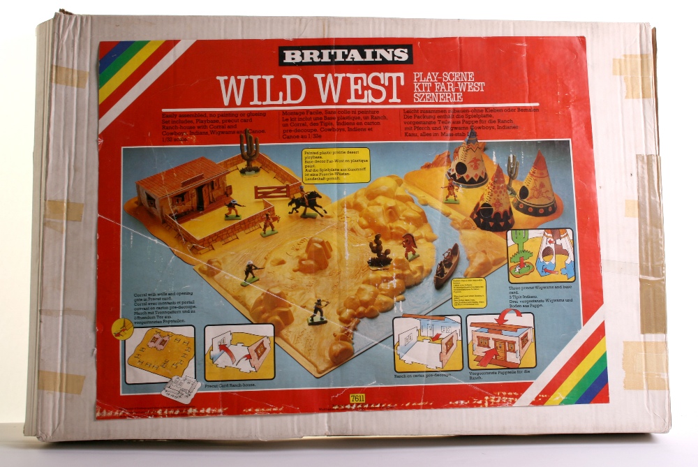 Britains Boxed 7611 Wild West Play Scene, vacuum base, pre cut card ranch house, with Corral ,