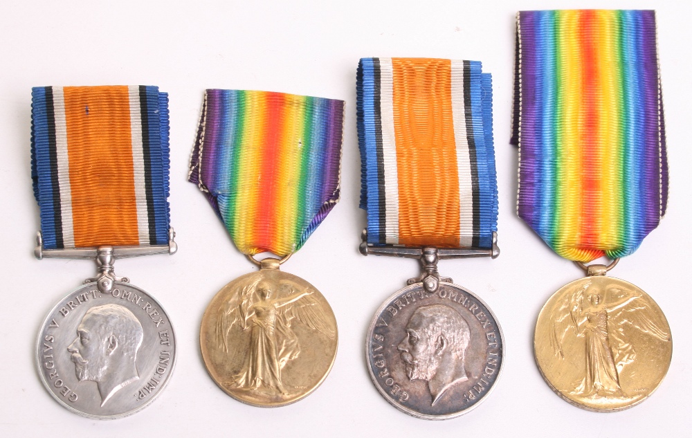 2x Great War Medal Pairs both consisting of British War medal and Allied Victory medal. Medals