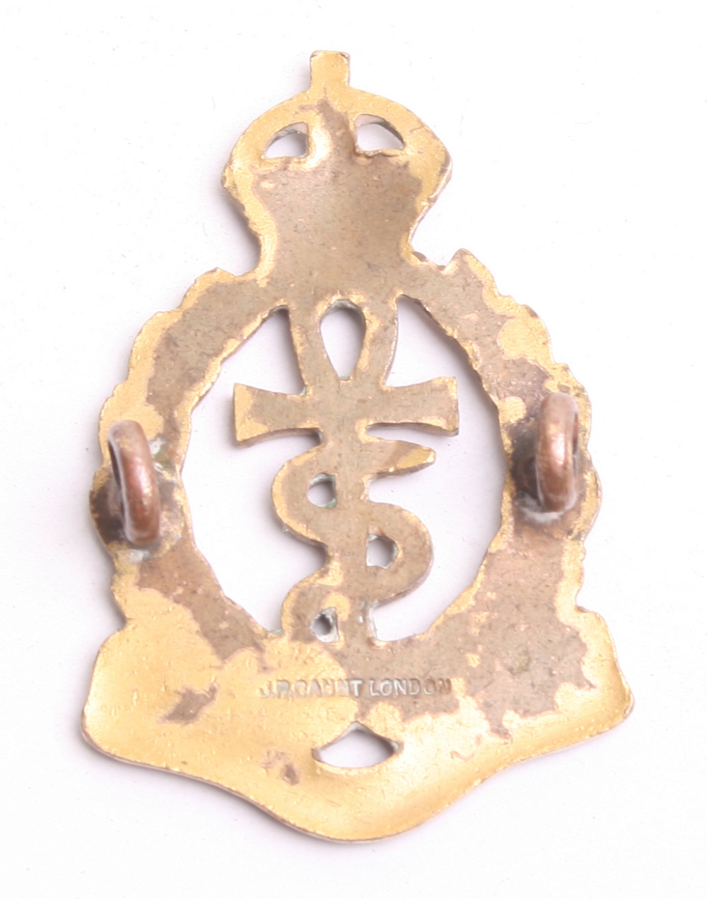 1918 RAF Medical Officers Collar Badge in gilt metal with two lug fittings on the reverse. J R GAUNT - Image 2 of 2