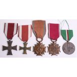 Selection of Polish Medals consisting of 1939 dated cross of valour, smaller type cross of valour