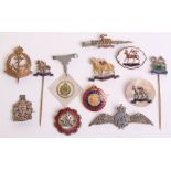 Selection of Regimental Sweetheart Brooches, including set of Royal Air Force pilots wing with cut