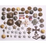 WW2 Polish Badges and Tunic Buttons consisting of three screw back Polish scouts badges, enamel