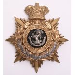 Victorian Duke of Wellingtons West Riding Regiment Officers Home Service Helmet Plate, gilt