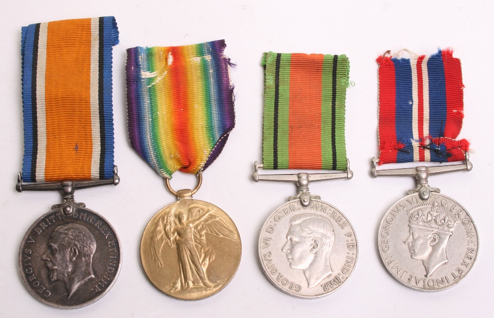 WW1 & WW2 Medal Group of Four consisting of British War and Allied Victory medals awarded to