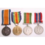 WW1 & WW2 Medal Group of Four consisting of British War and Allied Victory medals awarded to