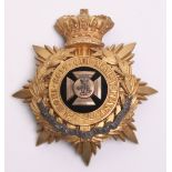Victorian Wiltshire Regiment Officers Home Service Helmet Plate, gilt crowned star with laurel