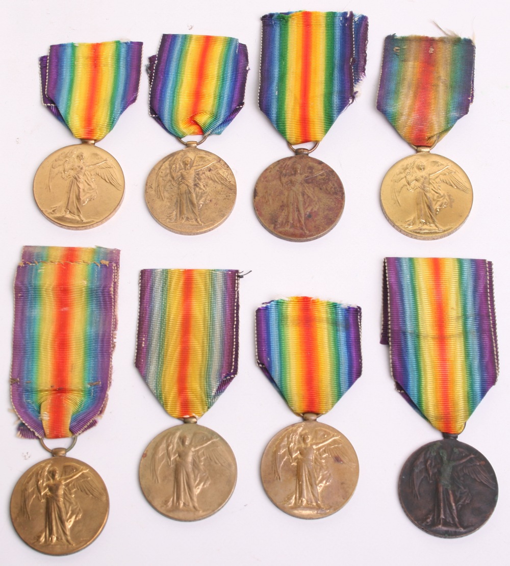 Selection of Great War Allied Victory Medals awarded to 541958 SPR J W C MILLER RE, 25249 GNR W