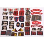 Selection of Cloth Formation Signs and Shoulder Titles consisting of a pair of WW2 printed