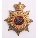 Victorian Kings Own Royal Lancaster Regiment Officers Home Service Helmet Plate, gilt crowned star