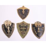 Italian Fascist Regimental Tunic Arm Badges, being brass and tin examples with regimental details