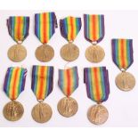 Selection of Great War Allied Victory Medals awarded to 241504 PTE W BANNISTER N STAFF R, 225816 PTE