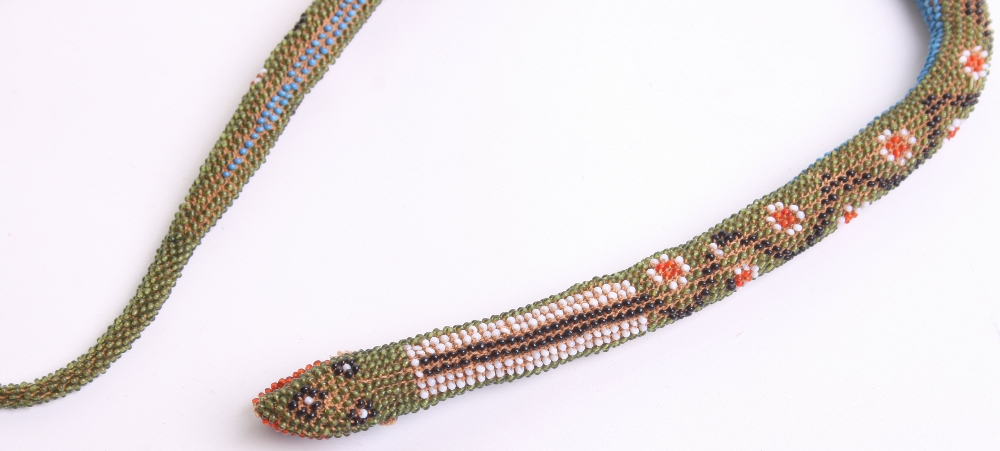 WW1 Turkish Prisoner of War Beadwork Snake, multi-colour beadwork design. Measures approx 20.5 - Image 2 of 2