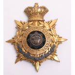 Victorian Cheshire Regiment Officers Home Service Helmet Plate, gilt crowned star with laurel wreath