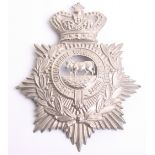 Victorian 2nd Oxfordshire Rifle Volunteers Helmet Plate, white metal crowned star with central