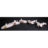 Selection of Great War Crested China Models consisting of Corona made monoplane with Bognor town