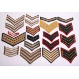 Selection of British Armed Forces Cloth Tunic Rank Stripes, consisting of those for both combat