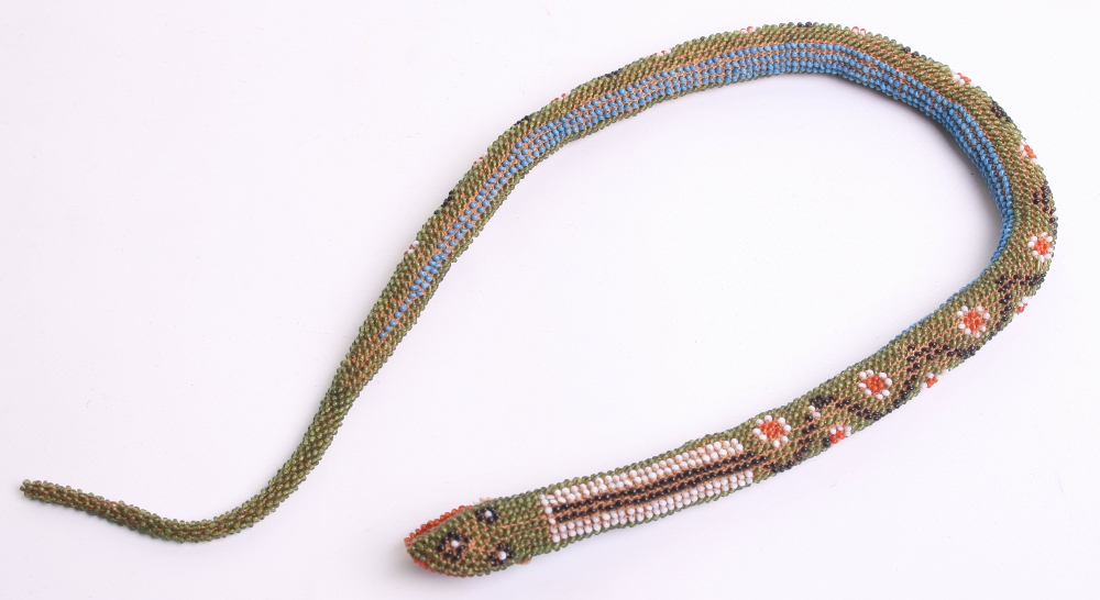 WW1 Turkish Prisoner of War Beadwork Snake, multi-colour beadwork design. Measures approx 20.5
