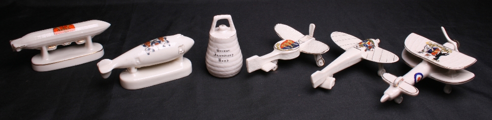 Selection of Great War Crested China Aircraft and Zeppelin Models, consisting of rare Carlton ware - Image 2 of 4
