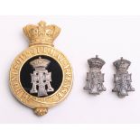 Victorian Yorkshire Regiment The Green Howards Officers Glengarry Badge and Collar Badges, fine