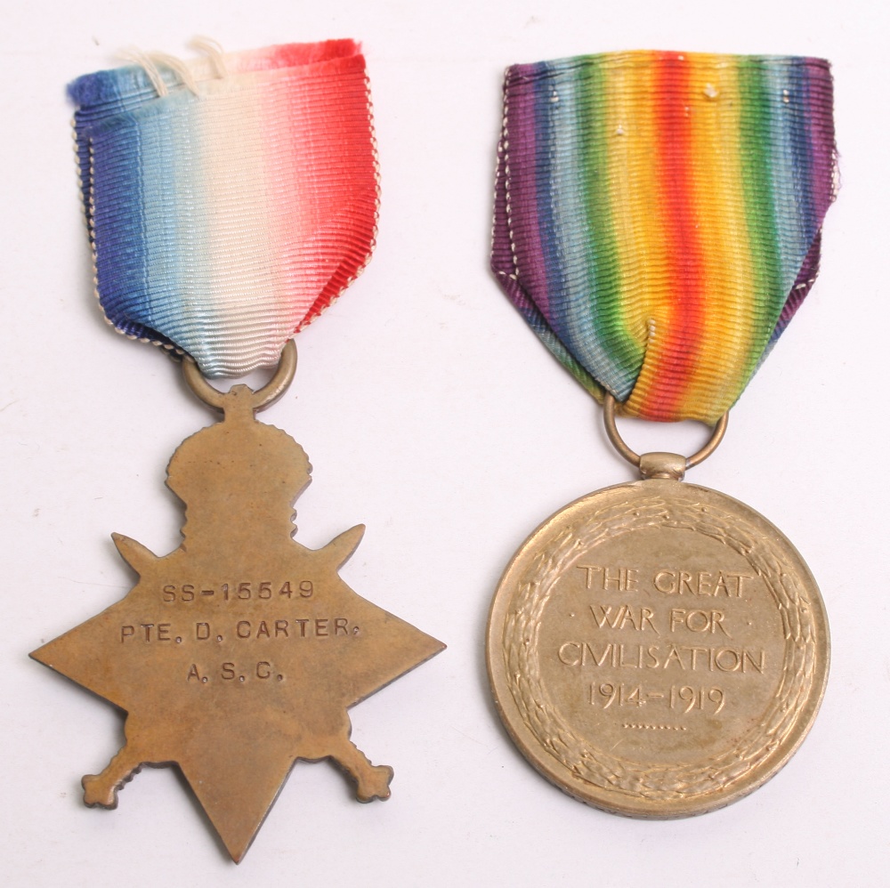 Great War 1914-15 Star and Allied Victory Medal Pair awarded to SS-15549 PTE D CARTER ASC. Medals - Image 2 of 2