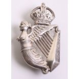Post 1902 Hallmarked Silver 5th Irish Lancers / 8th Kings Royal Irish Hussars Arm Badge, fine