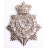 Victorian 4th Administrative Battalion Durham Rifle Volunteer Corps Helmet Plate, white metal