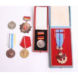 Selection of European Medals and Decorations including cased Czechoslovakian Red Banner of Labour in