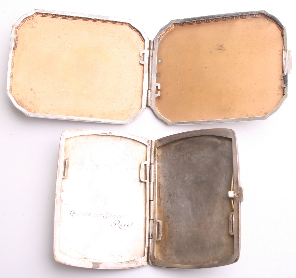 2x Imperial German Flieger Commemorative Cigarette Cases, both being silver plated examples. One has - Image 2 of 2