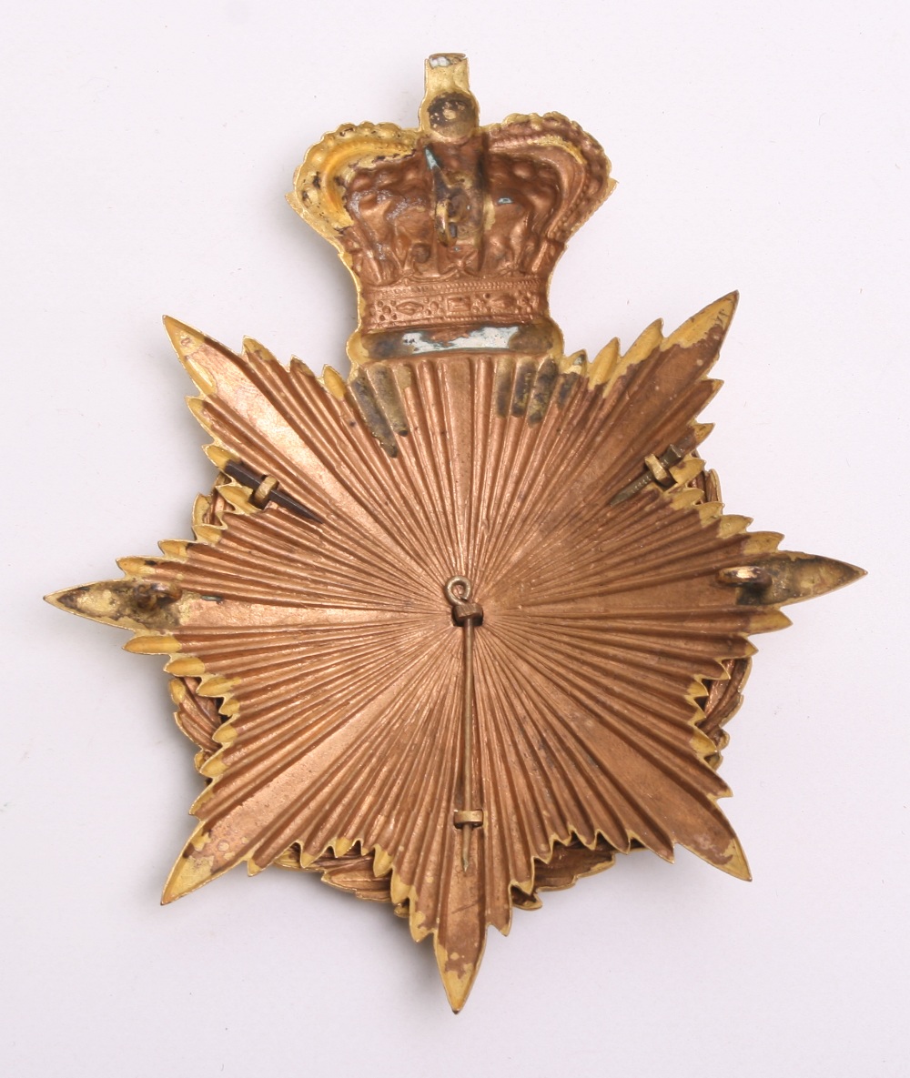 Victorian Durham Light Infantry Officers Home Service Helmet Plate, gilt crowned star with laurel - Image 2 of 2