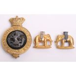 Victorian Duke of Wellingtons West Riding Regiment Officers Glengarry Badge and Collar Badges,