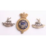 Victorian Bedfordshire Regiment Officers Glengarry Badge and Collar Badges, officers glengarry being
