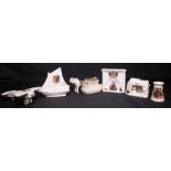 Selection of Great War Crested China consisting of Carlton Ware Shrapnel Villa with retailers mark