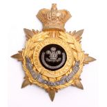 Victorian Welsh Regiment Officers Home Service Helmet Plate, gilt crowned star with laurel wreath